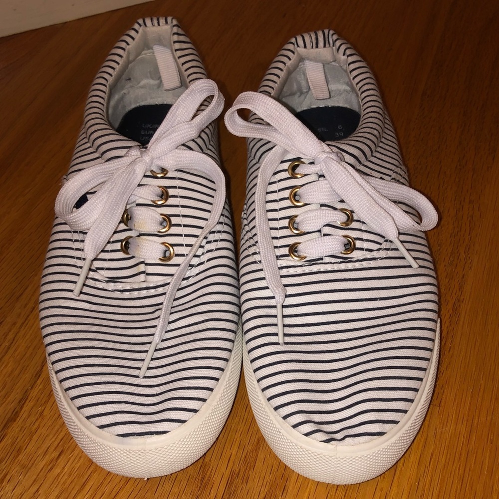 Navy and White Stripped Casual Sneakers